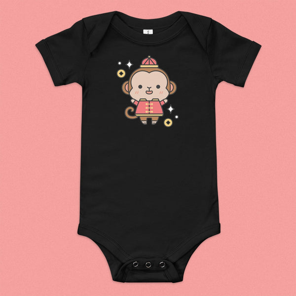 Year of the Monkey Baby Onesie - Ni De Mama Chinese - Inspired Clothing | Black , 3 - 6m