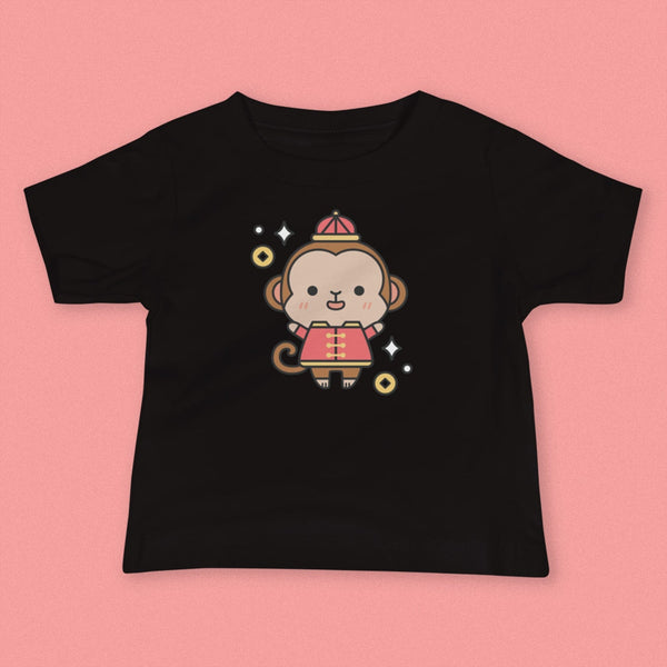 Year of the Monkey Baby T-Shirt - Ni De Mama Chinese - Inspired Clothing | Black , 6 - 12m