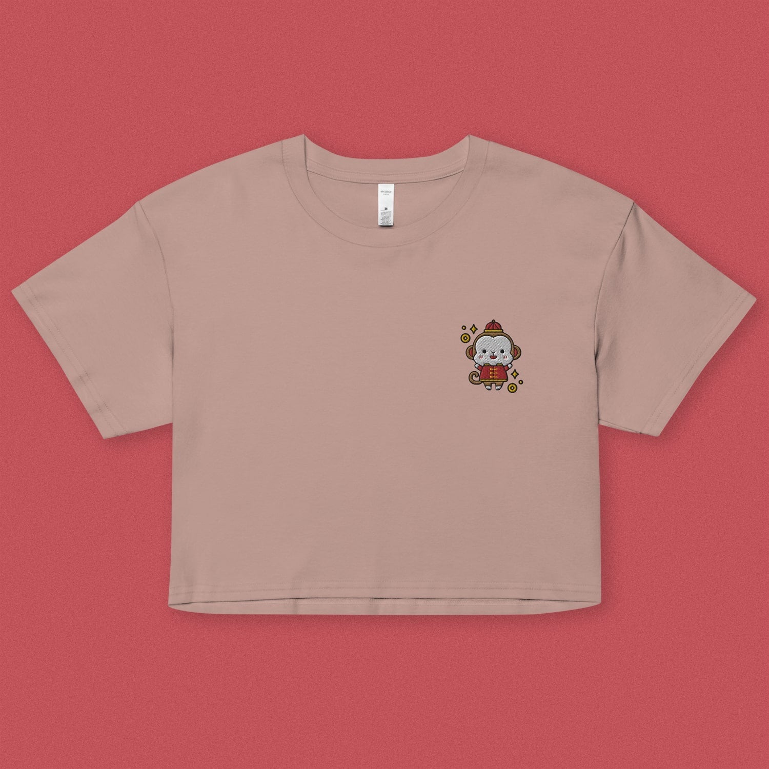 Year of the Monkey Embroidered Crop T-Shirt - Ni De Mama Chinese Clothing