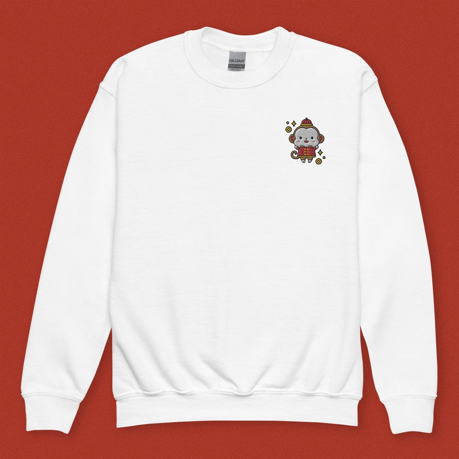 Year of the Monkey Embroidered Kids Sweatshirt - Ni De Mama Chinese Clothing