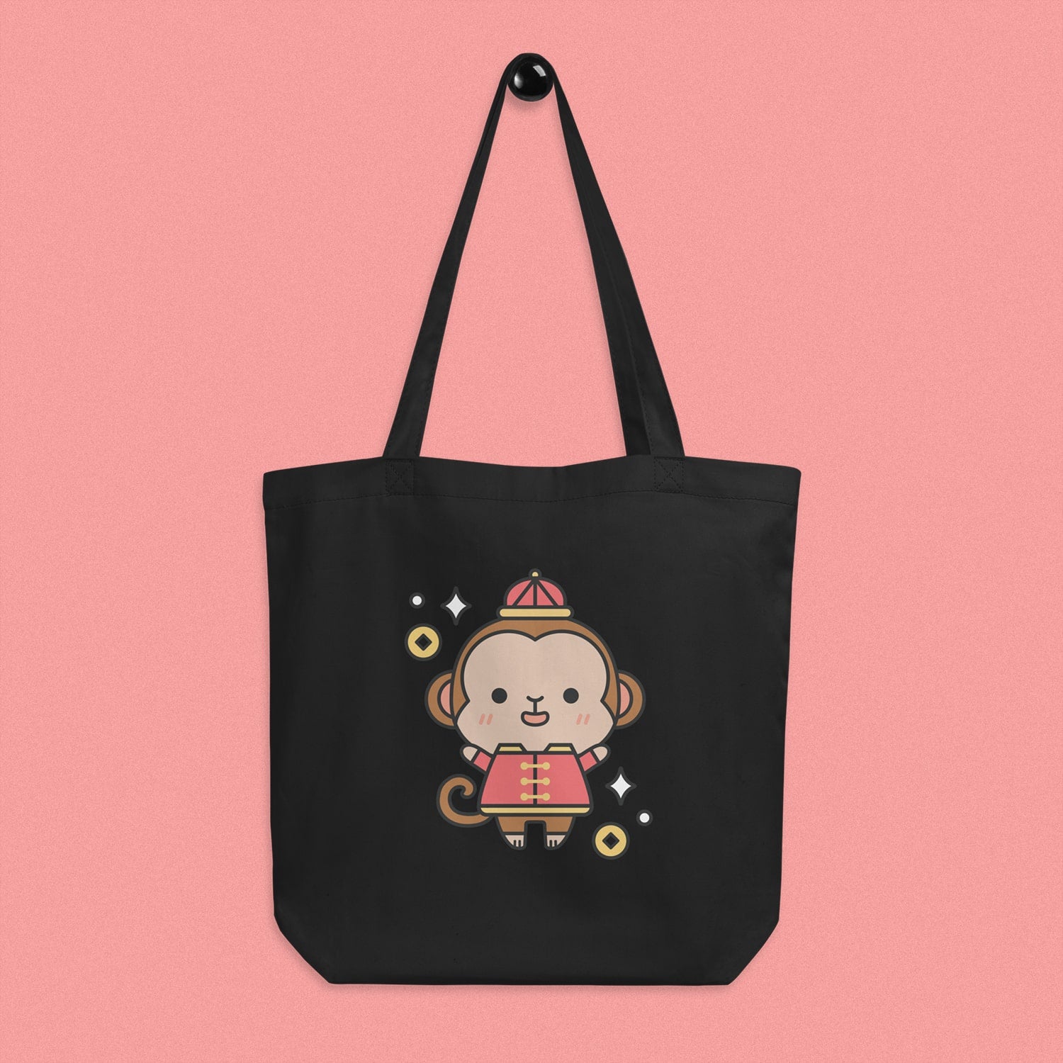 Year of the Monkey Tote Bag - Ni De Mama Chinese - Inspired Clothing | Black ,