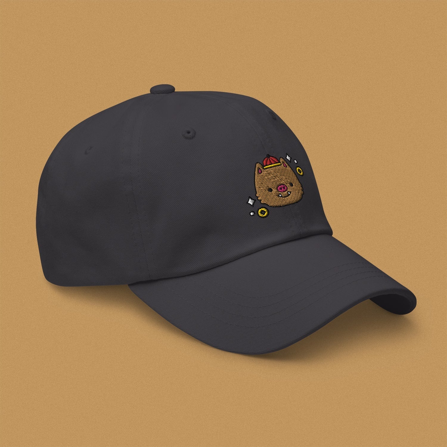 Year of the Pig Embroidered Cap - Ni De Mama Chinese - Inspired Clothing | Charcoal ,