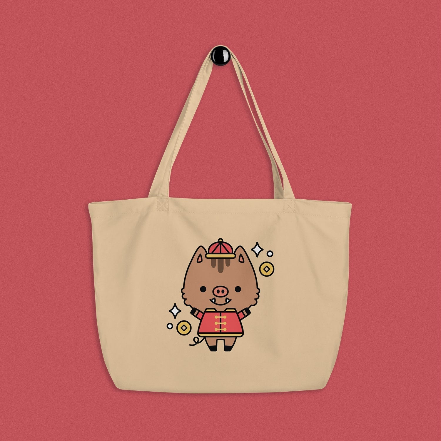 Year of the Pig Large Tote - Ni De Mama Chinese - Inspired Clothing | Canvas ,