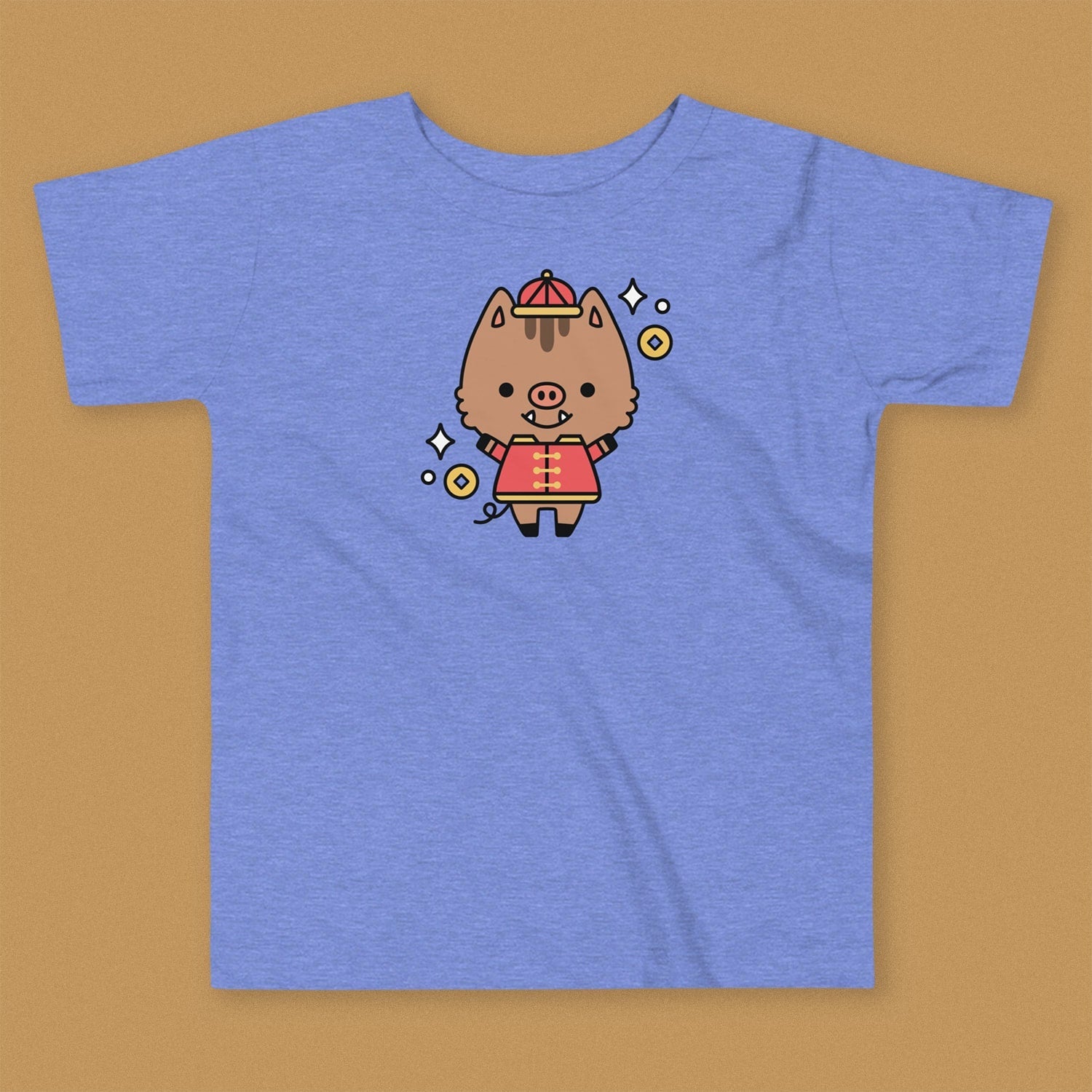 Year of the Pig Toddler T-Shirt - Ni De Mama Chinese - Inspired Clothing | Heather Blue , 2T