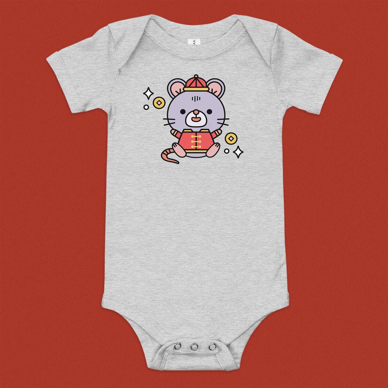 Year of the Rat Baby Onesie - Ni De Mama Chinese - Inspired Clothing | Heather Grey , 3 - 6m