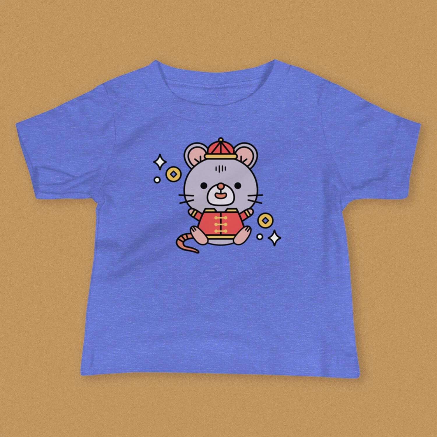 Year of the Rat Baby T-Shirt - Ni De Mama Chinese - Inspired Clothing | Heather Blue , 6 - 12m