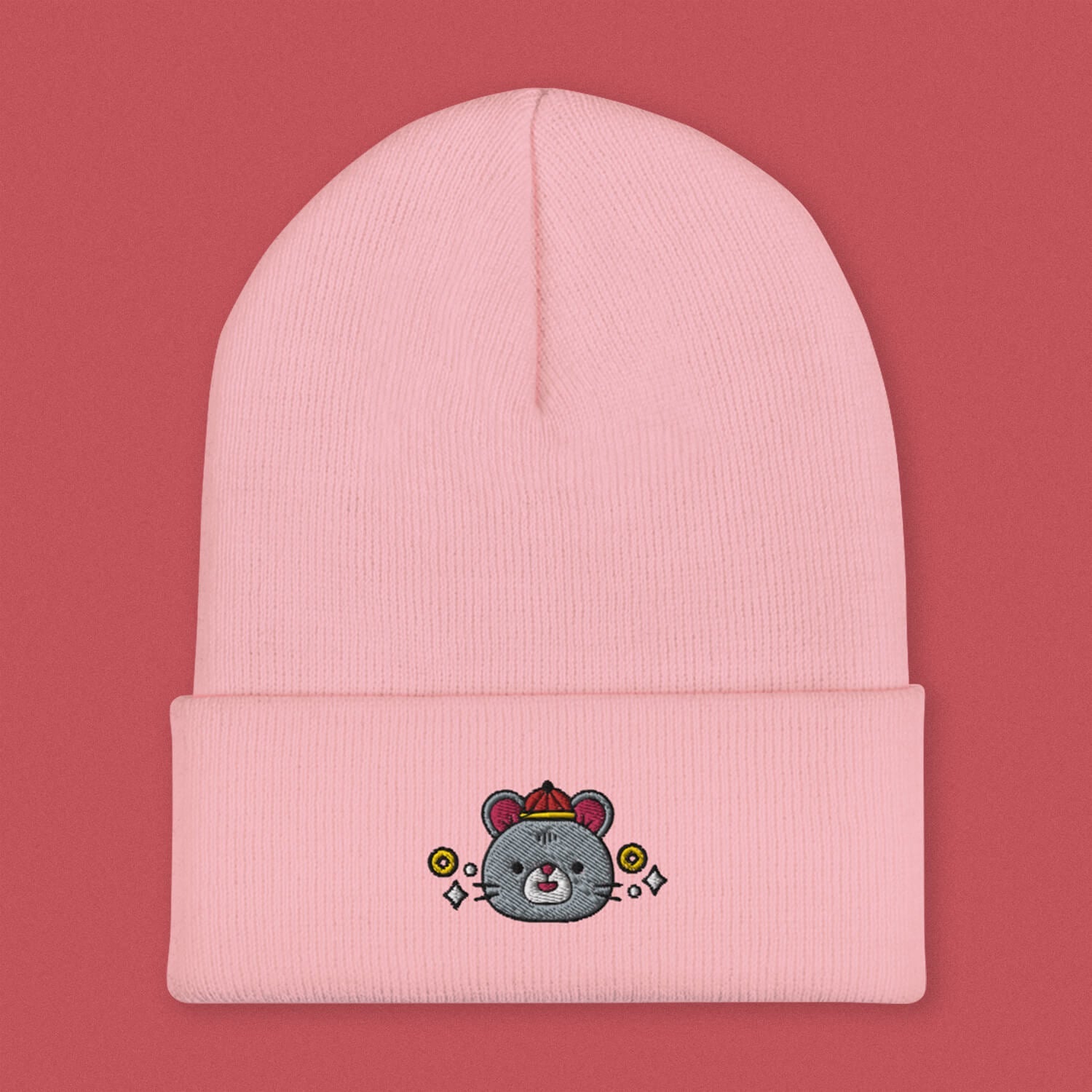 Year of the Rat Embroidered Beanie - Ni De Mama Chinese Clothing