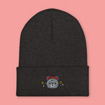 Load image into Gallery viewer, Year of the Rat Embroidered Beanie - Ni De Mama Chinese - Inspired Clothing | Heather Charcoal ,
