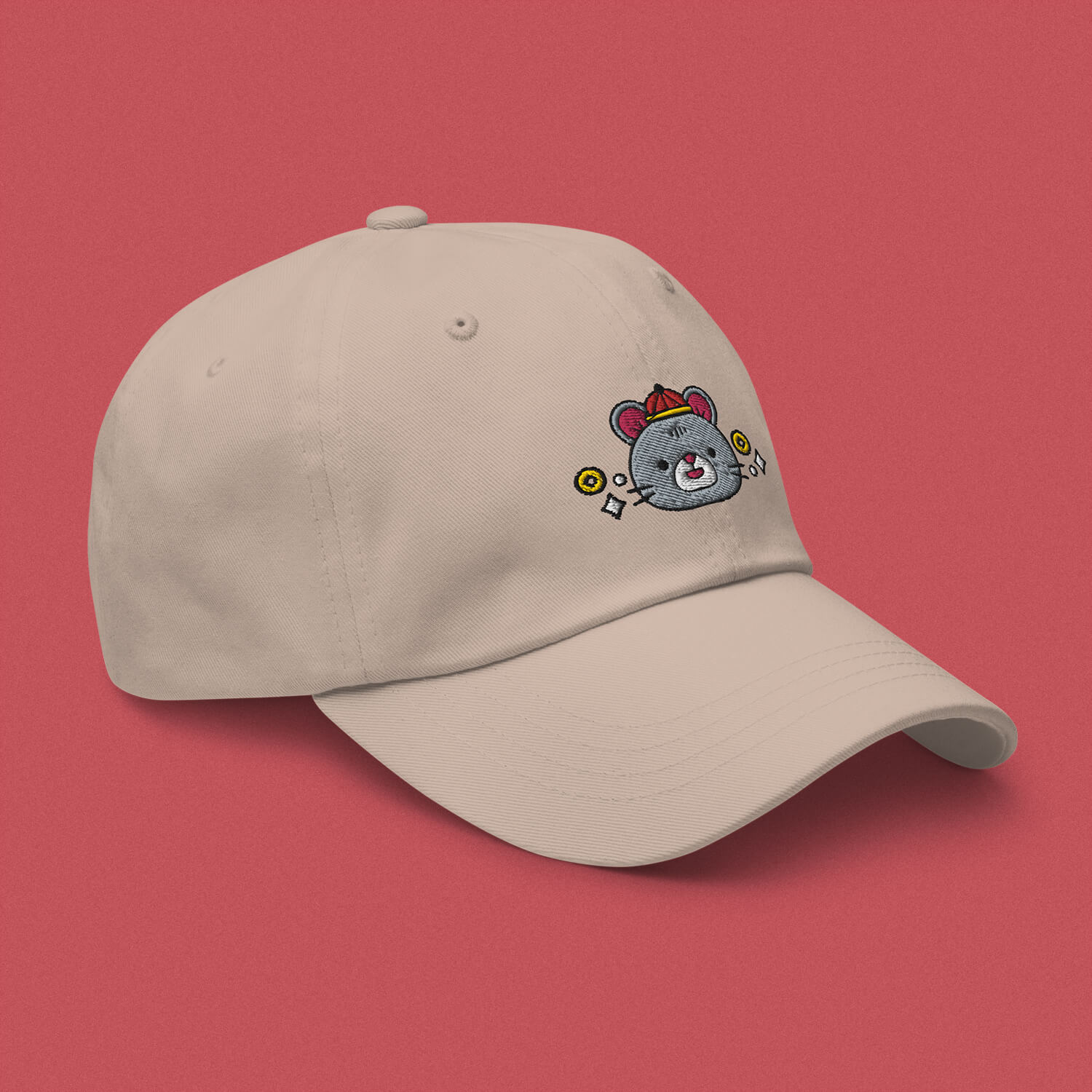 Year of the Rat Embroidered Cap - Ni De Mama Chinese Clothing