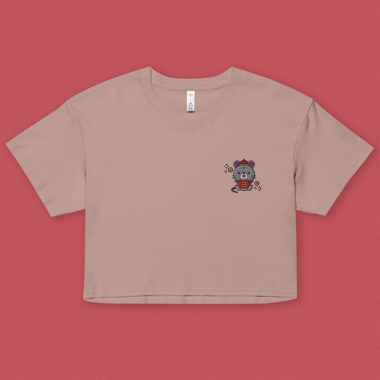 Year of the Rat Embroidered Crop T-Shirt - Ni De Mama Chinese Clothing