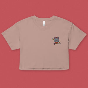 Year of the Rat Embroidered Crop T-Shirt - Ni De Mama Chinese - Inspired Clothing | Dusty Mauve , XS