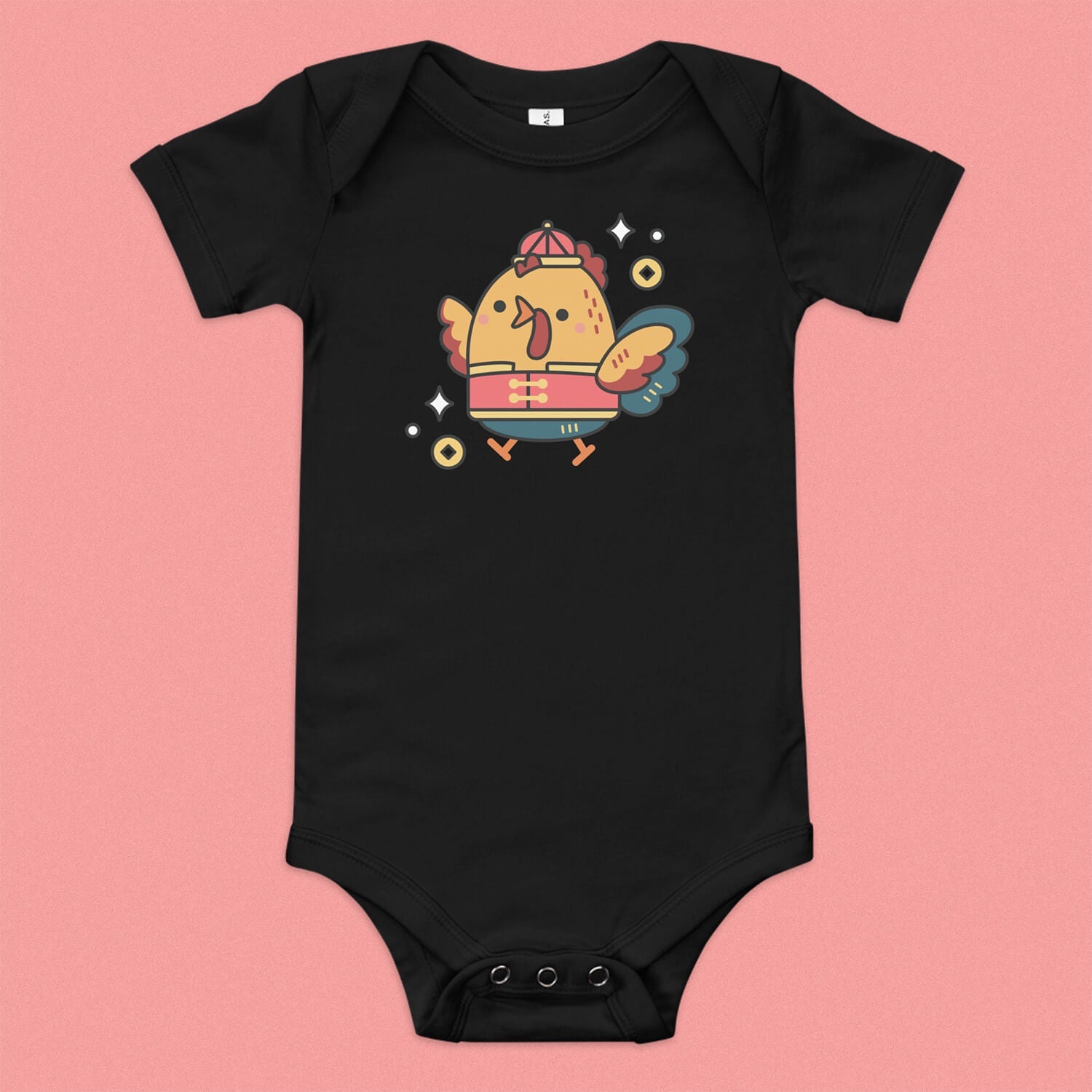 Year of the Rooster Baby Onesie - Ni De Mama Chinese - Inspired Clothing | Black , 3 - 6m