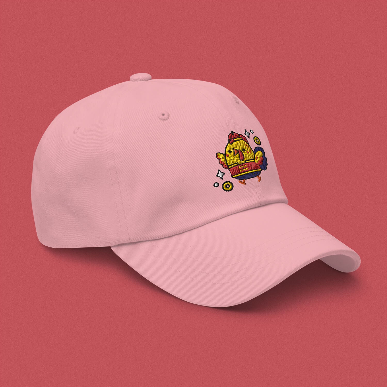 Year of the Rooster Embroidered Cap - Ni De Mama Chinese - Inspired Clothing | Pink ,