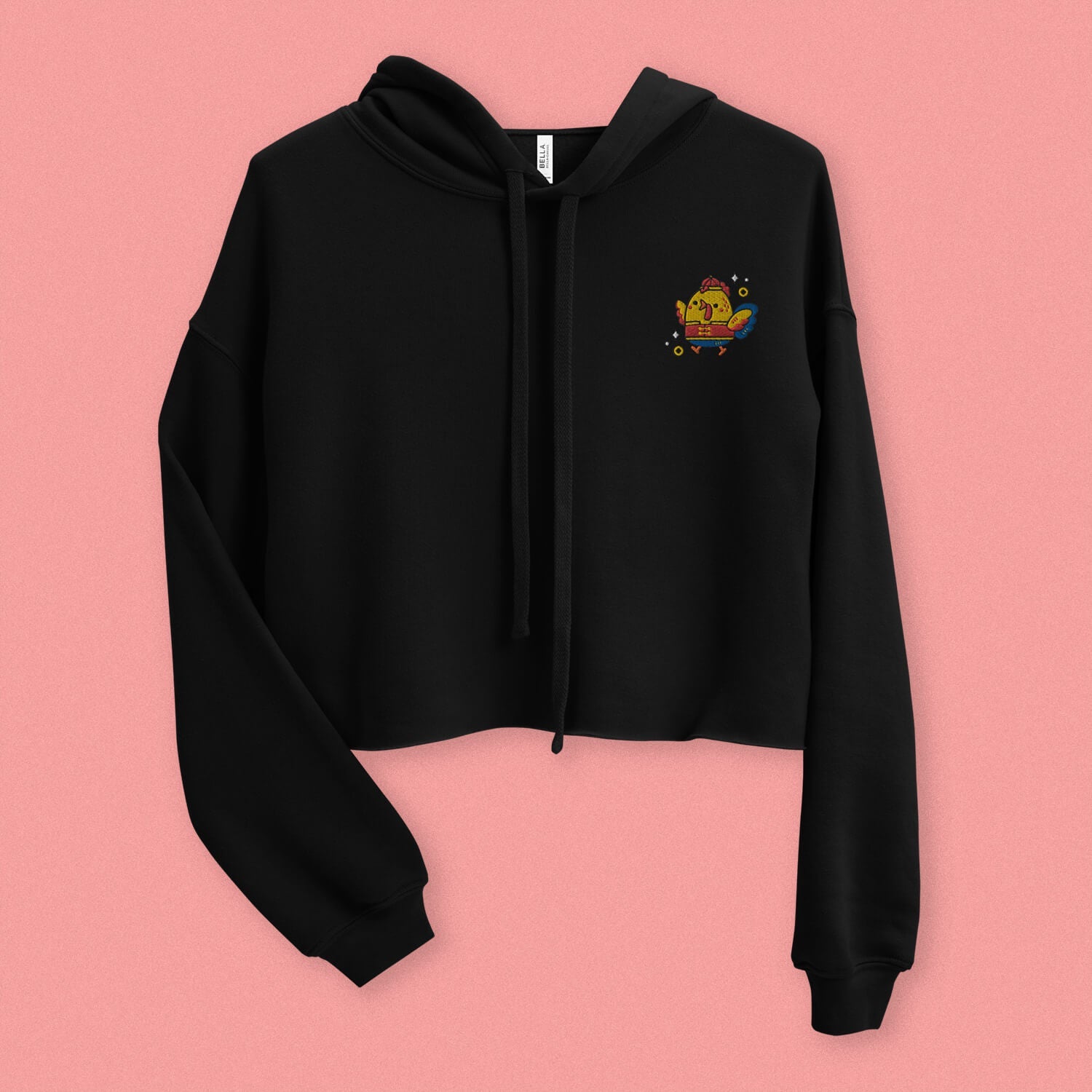 Year of the Rooster Embroidered Crop Hoodie - Ni De Mama Chinese Clothing