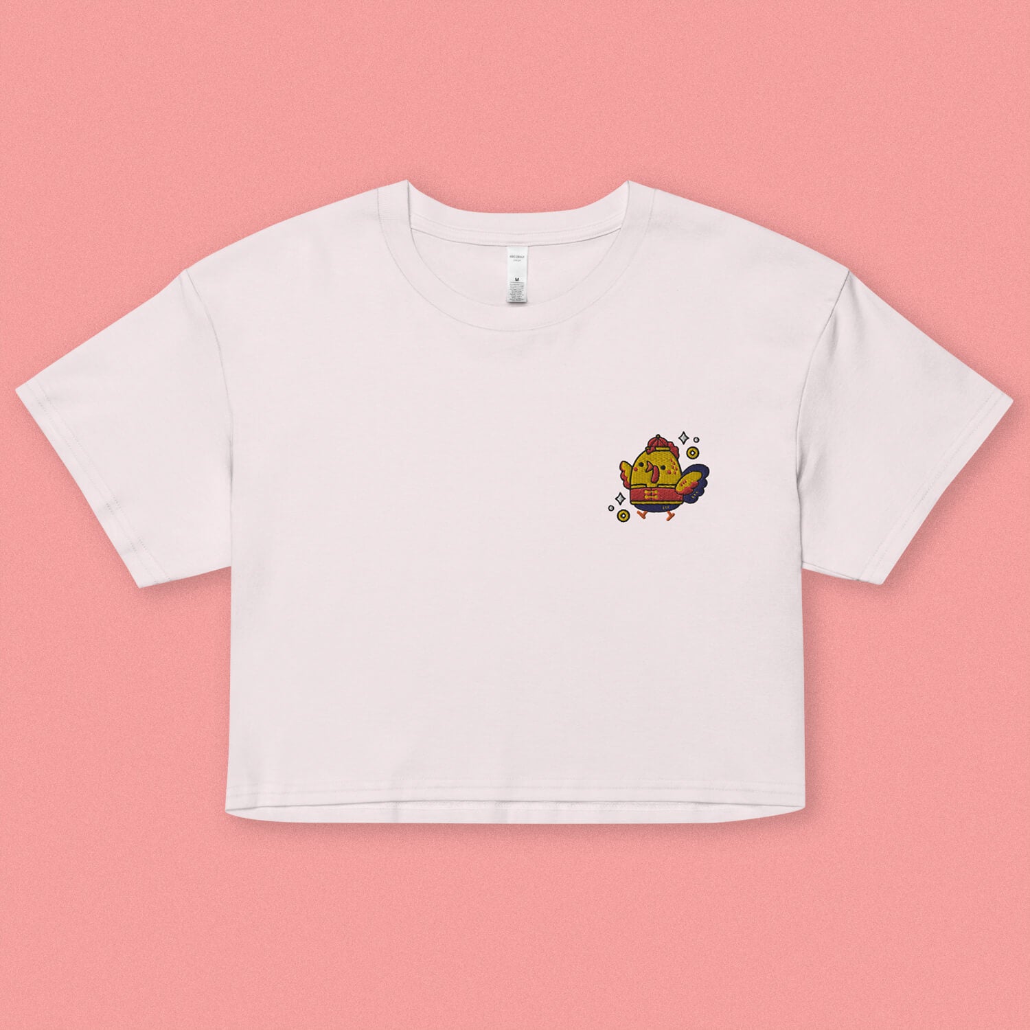 Year of the Rooster Embroidered Crop T-Shirt - Ni De Mama Chinese Clothing