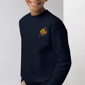 Year of the Rooster Embroidered Kids Sweatshirt - Ni De Mama Chinese - Inspired Clothing | Heather Charcoal , XS