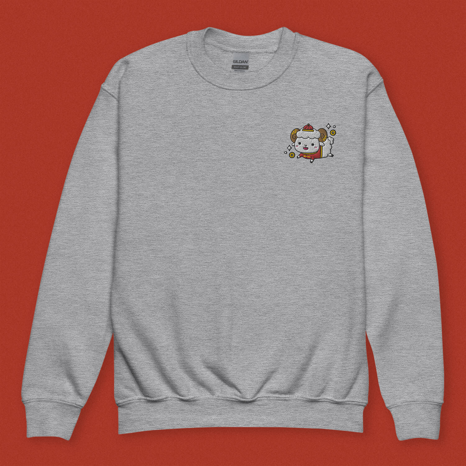Year of the Sheep Embroidered Kids Sweatshirt - Ni De Mama Chinese Clothing