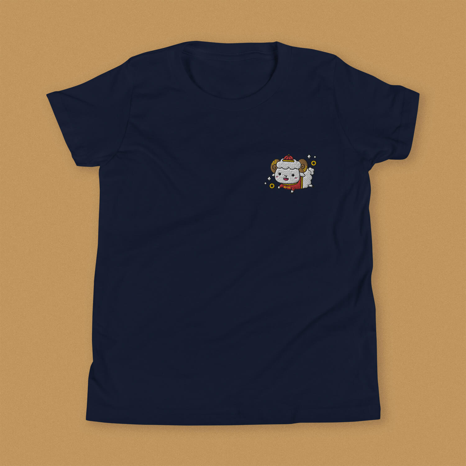 Year of the Sheep Embroidered Kids T-Shirt - Ni De Mama Chinese - Inspired Clothing | Navy Blue , S