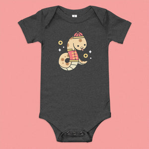 Year of the Snake Baby Onesie - Ni De Mama Chinese - Inspired Clothing | Heather Charcoal , 3 - 6m