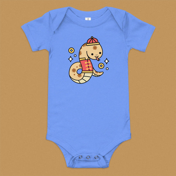 Year of the Snake Baby Onesie - Ni De Mama Chinese - Inspired Clothing | Heather Blue , 3 - 6m