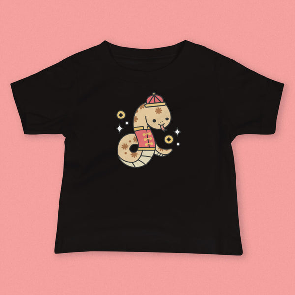 Year of the Snake Baby T-Shirt - Ni De Mama Chinese - Inspired Clothing | Black , 6 - 12m