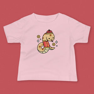 Year of the Snake Baby T-Shirt - Ni De Mama Chinese - Inspired Clothing | Pink , 6 - 12m