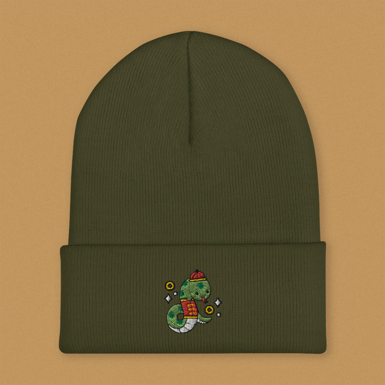 Year of the Snake Embroidered Beanie - Ni De Mama Chinese Clothing