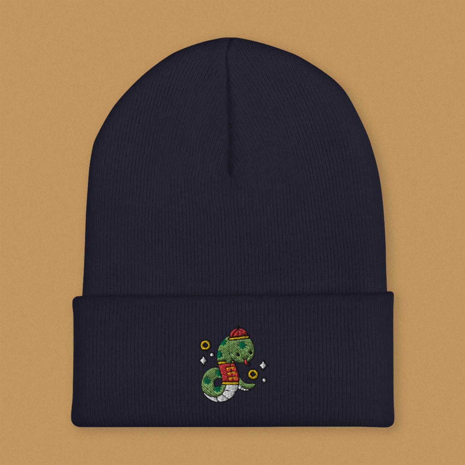 Year of the Snake Embroidered Beanie - Ni De Mama Chinese - Inspired Clothing | Navy Blue ,