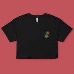 Load image into Gallery viewer, Year of the Snake Embroidered Crop T-Shirt - Ni De Mama Chinese - Inspired Clothing | Black , XS
