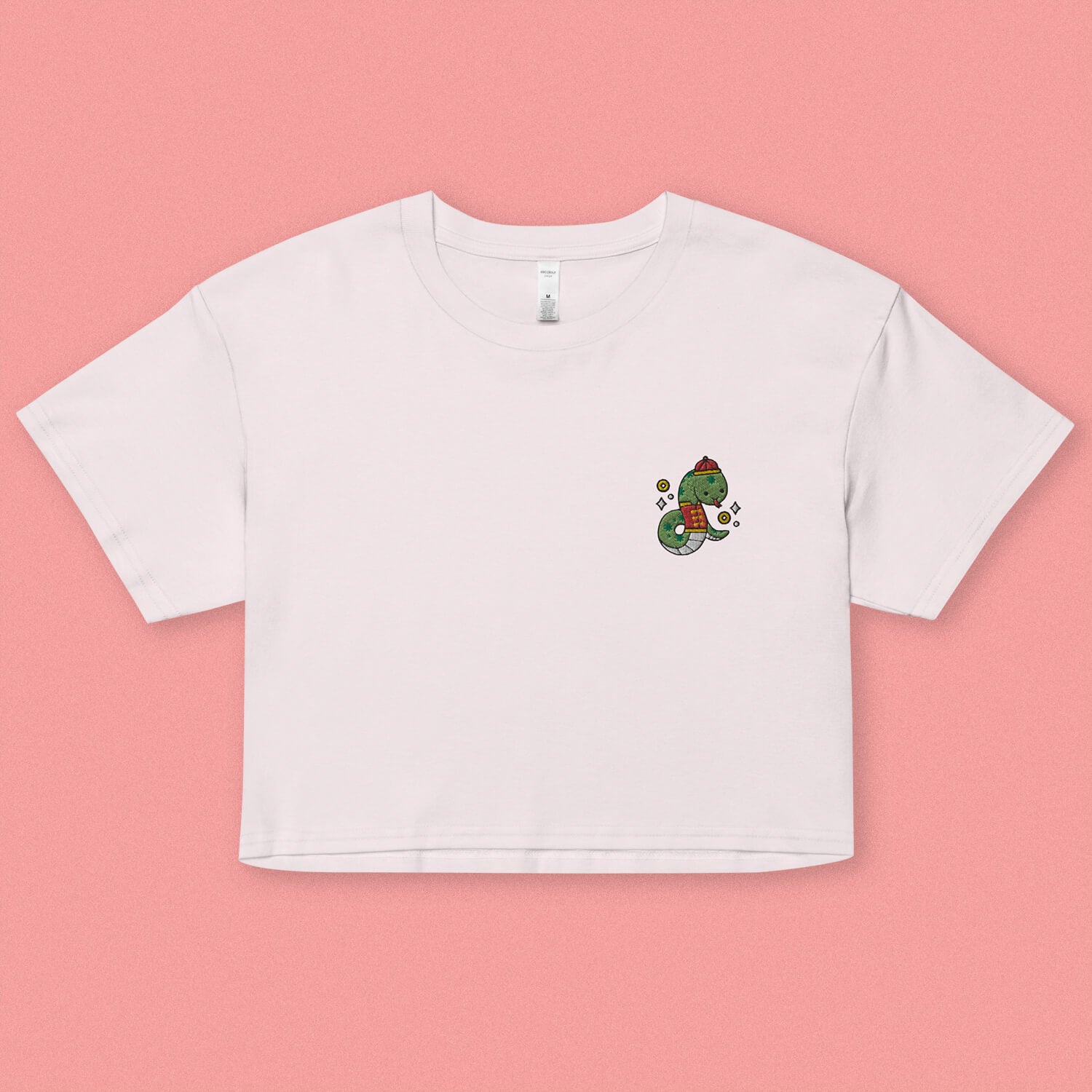 Year of the Snake Embroidered Crop T-Shirt - Ni De Mama Chinese - Inspired Clothing | Soft Orchid , XS