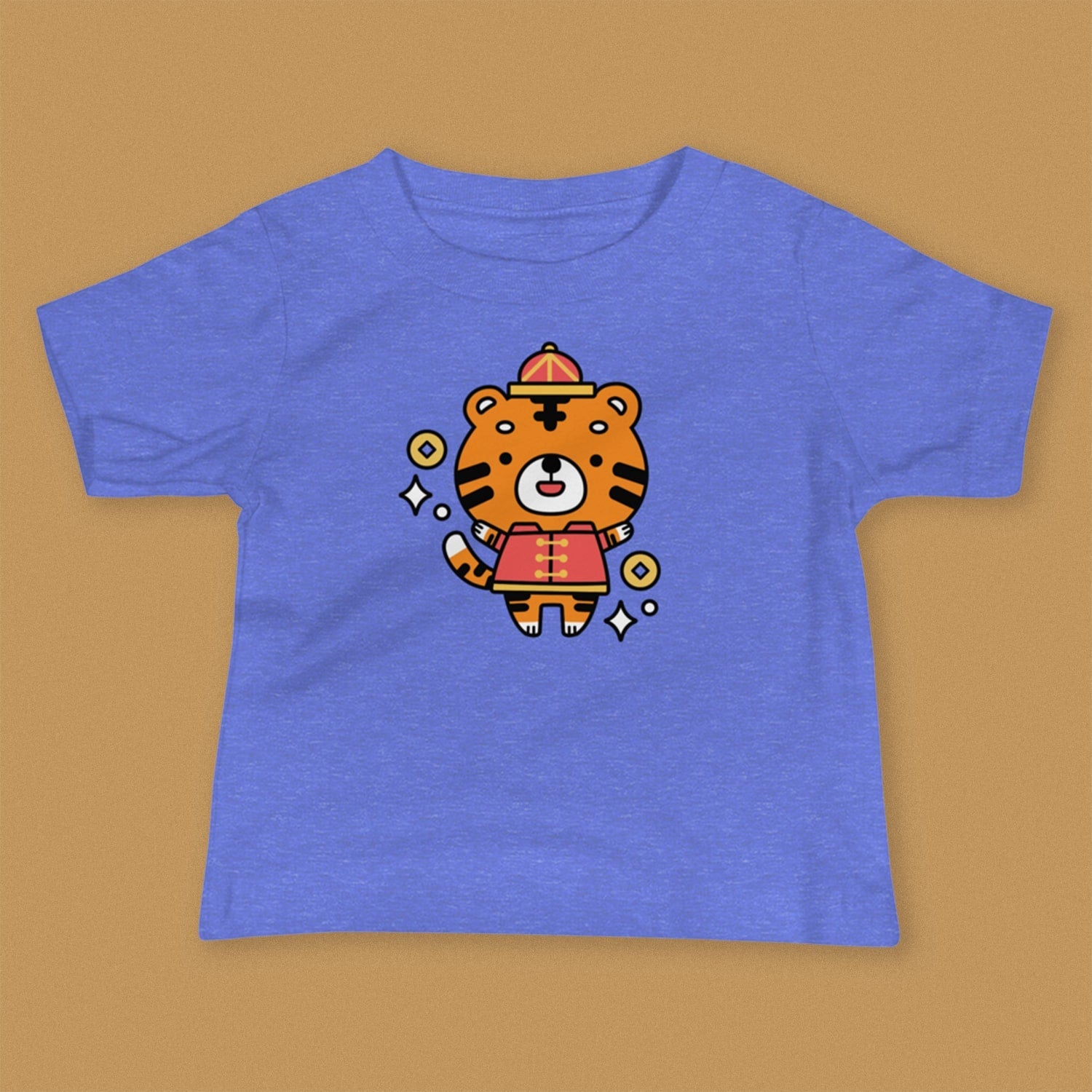 Year of the Tiger Baby T-Shirt - Ni De Mama Chinese - Inspired Clothing | Heather Blue , 6 - 12m