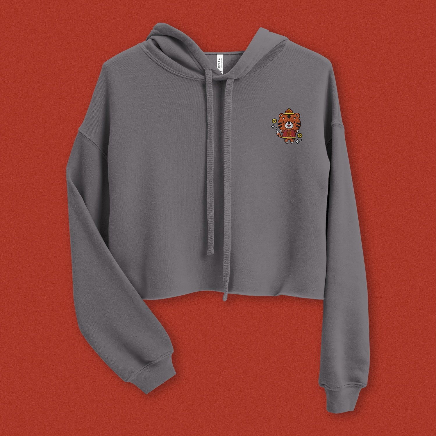 Year of the Tiger Embroidered Crop Hoodie - Ni De Mama Chinese Clothing