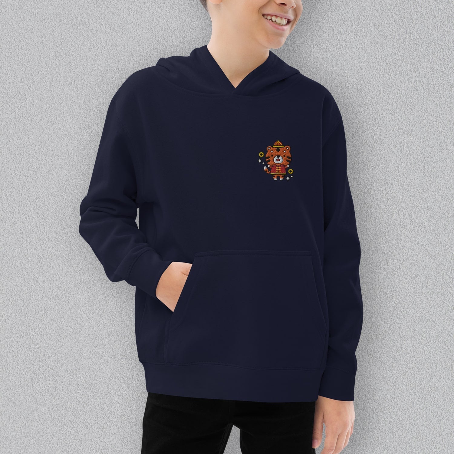 Year of the Tiger Embroidered Kids Hoodie - Ni De Mama Chinese Clothing